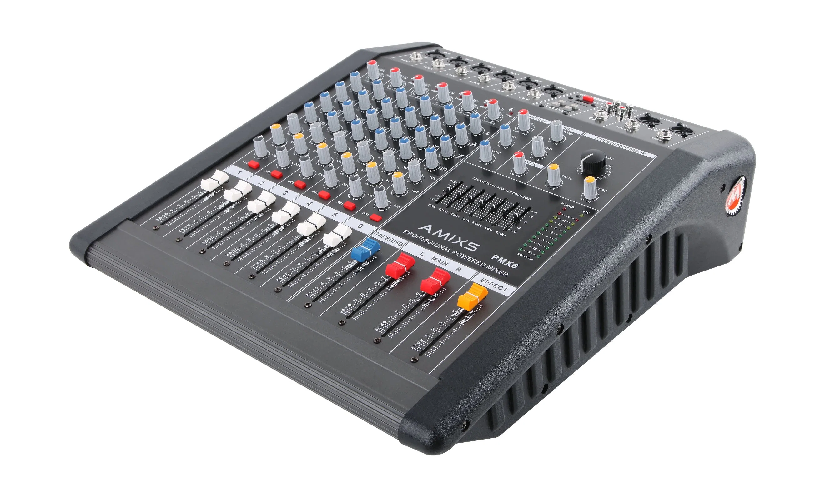 Professional Mickle Pmx6 6-Channel 380W+380W Power Audio DJ Mixer with Blueteeth Sound Mixer Audio Karaoke Phantom Power 48V USB Jack