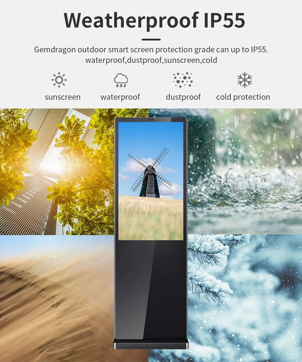 Hochwertige 32 43 49 55 65 75 86 Zoll Outdoor Digital Signage Großbildschirm LCD Werbung Monitor TV