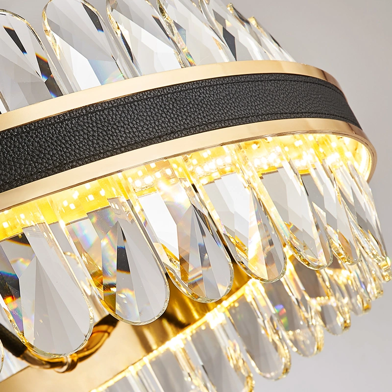 Lustre LED Luster suspensão Masivel Império francês luxuoso dourado Crystal Iluminando a luz de suspensão Crystal moderna