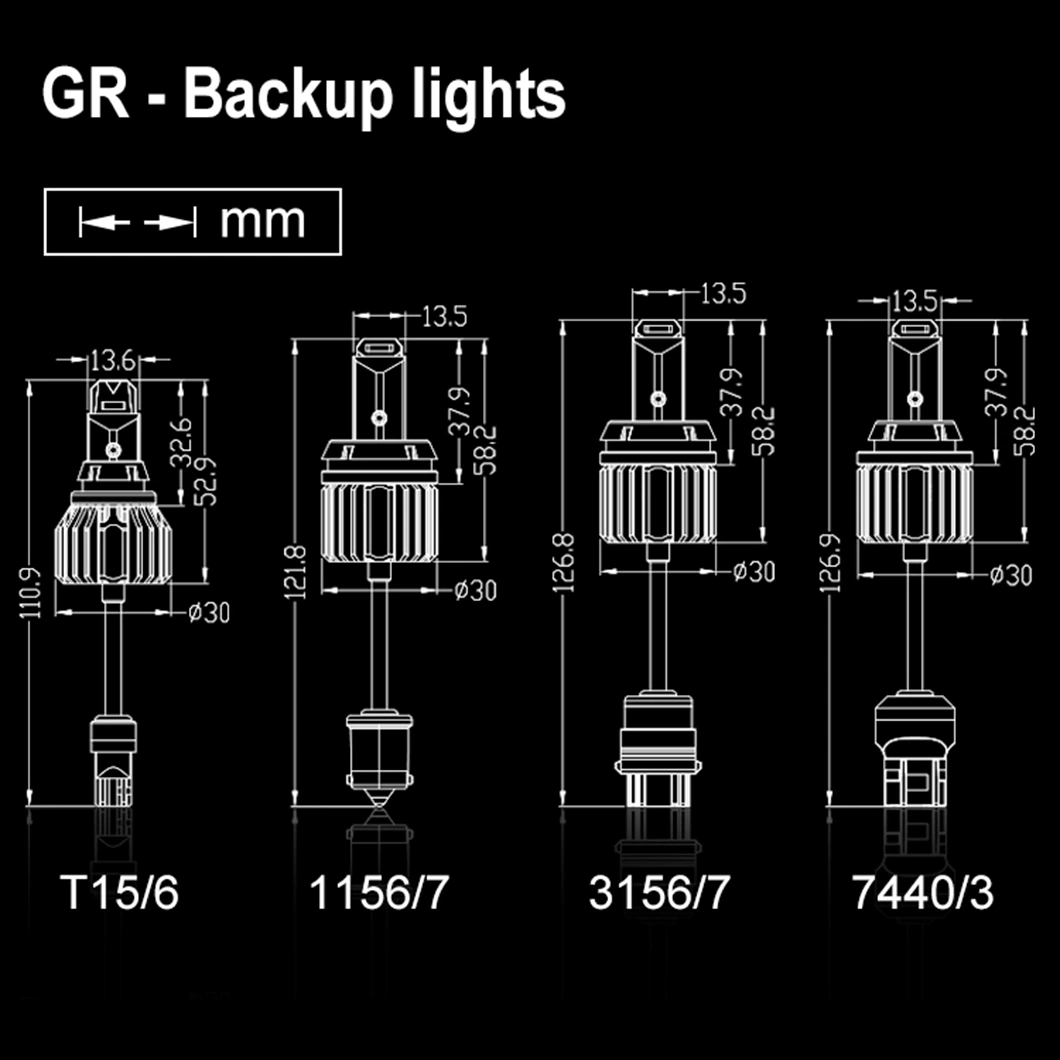 G-View GR 12-18V 3156/3157 Auto Light Lamp signal for car 7440 LED Bulb Backup Reverse lights