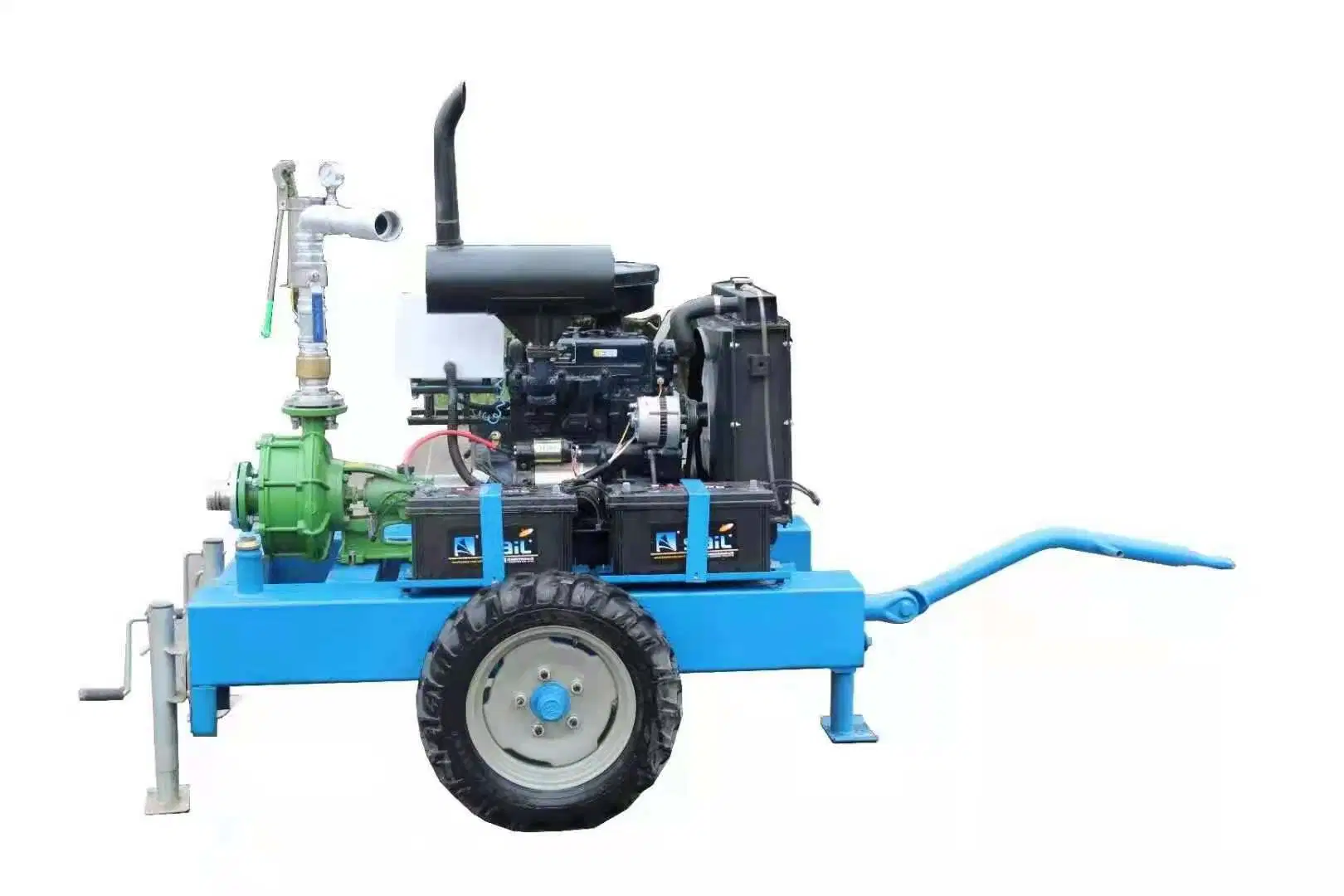 Hose Reel Irrigation System Set up with Water Pump