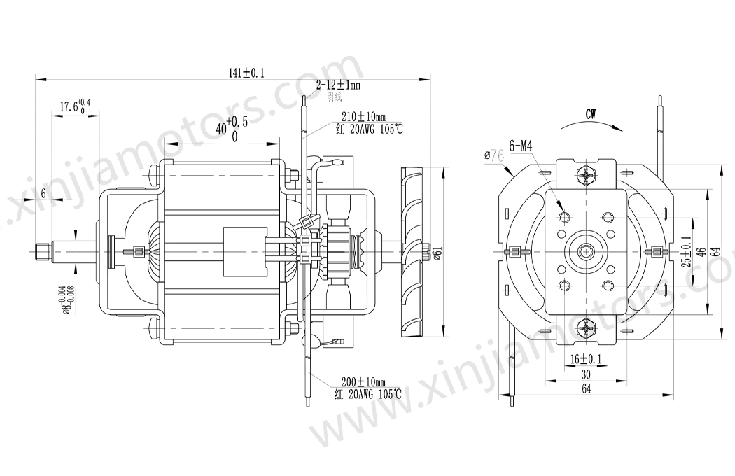 Moteur électrique universel AC/DC 7640s avec la tension du moteur personnalisé pour l'Alimentation mélangeur/du processeur