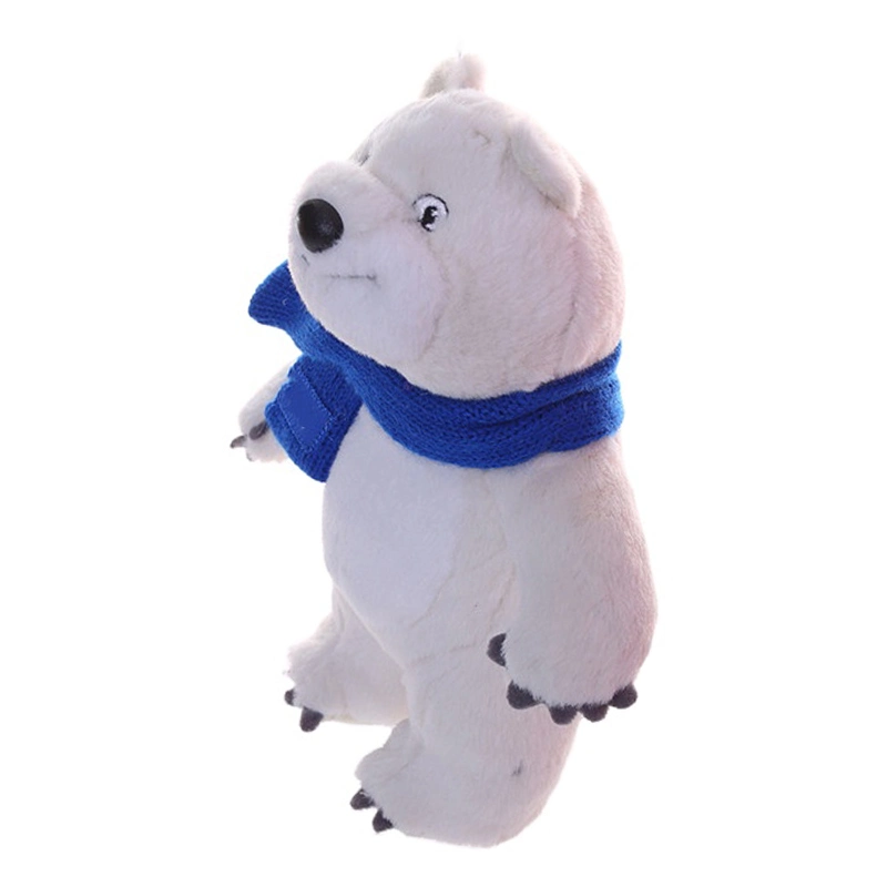 15cm blanc Furry animal en peluche doux mignon des jouets en peluche Ours polaire avec l'écharpe bleue