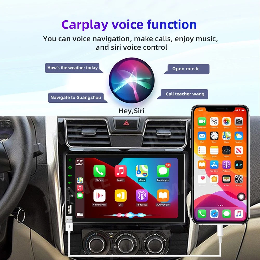 Kapazitiver Touchscreen 1080p 7 Zoll Doppel-DIN CarPlay Auto UKW-Radio Estereo Auto