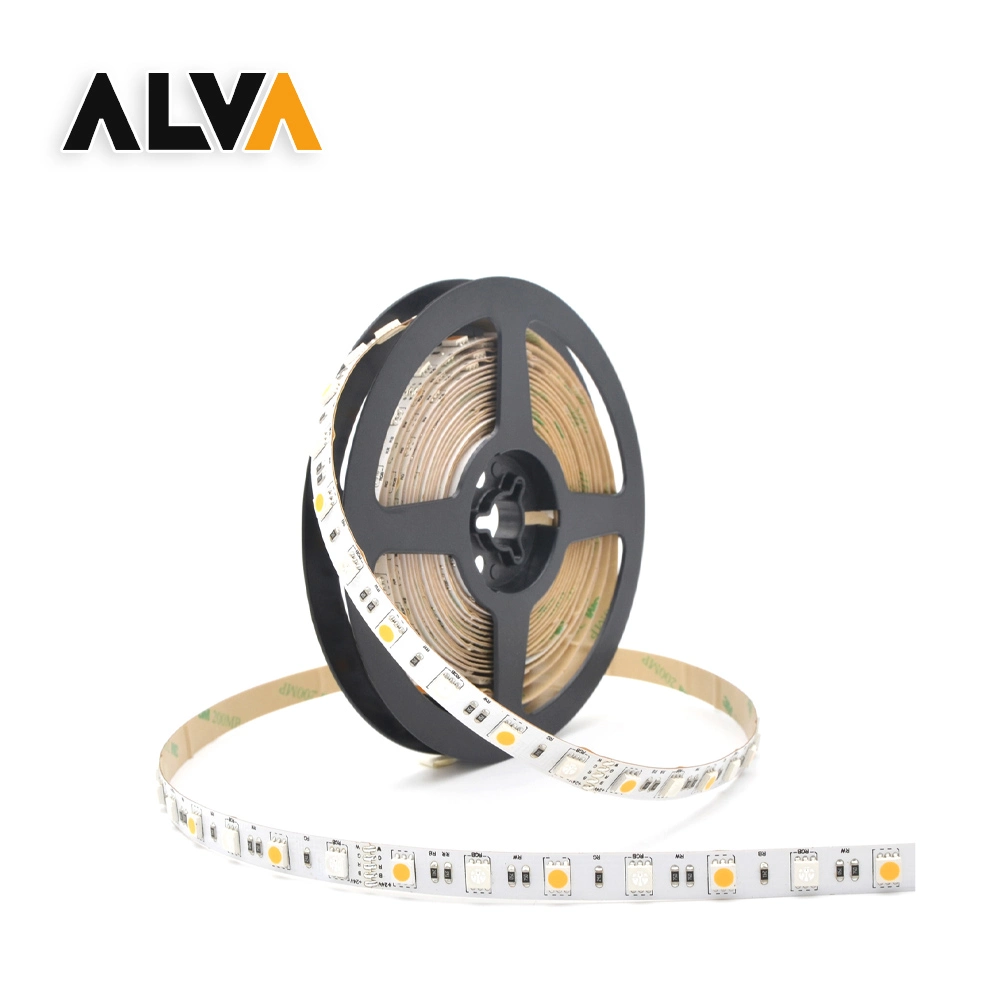 60PCS/M RGB+W SMD5050 Flexible Rope Light 12V 24V LED Strip with TUV CE, IEC