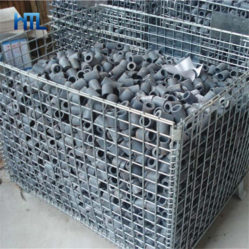 Cage de stockage pliable en treillis métallique galvanisé portable pour entrepôt robuste