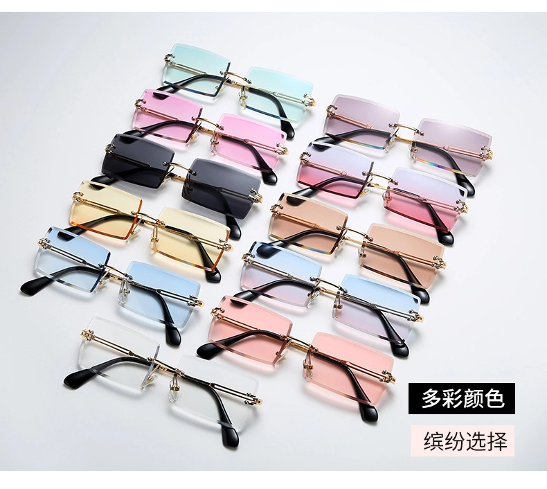 New Frameless Cut Edge Square Sunglasses, Fashion Ins, Popular Street Photos