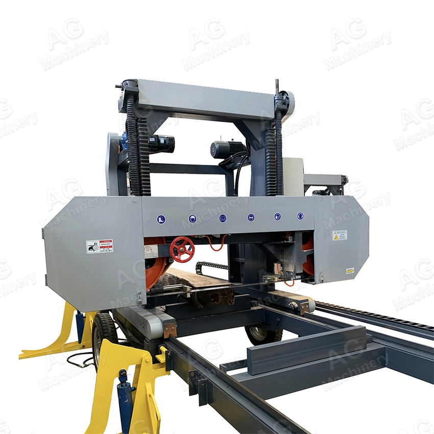 Horizontal Diesel Lumber Log Cutting Machine Woodworking Band Saw Rip Saw Table Saw Portable Band Sawmill