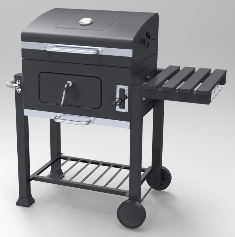 Middle Size Charcoal Grill with Removable Side Table and Under Shelf