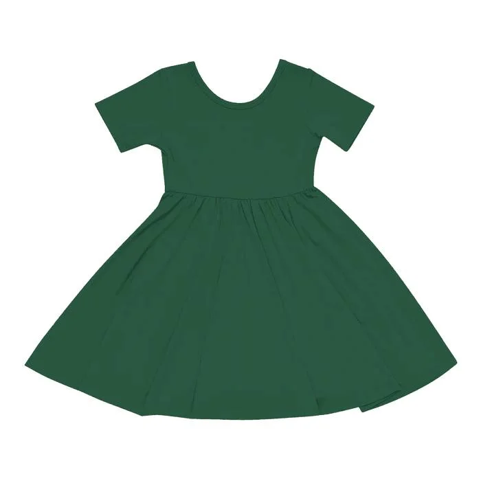 Children Clothes Sustainable Short Sleeve Twirl Dress Kids Wear
