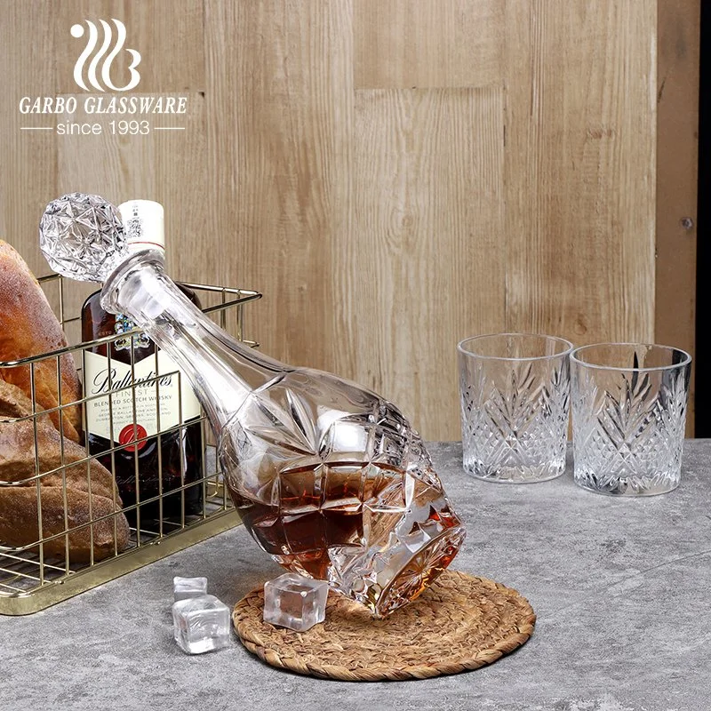 High-Quality 800ml Round Glass Wine Bottle Whisky Decanter Crystal Collection Carafe Beer Storage Holder with Stopper