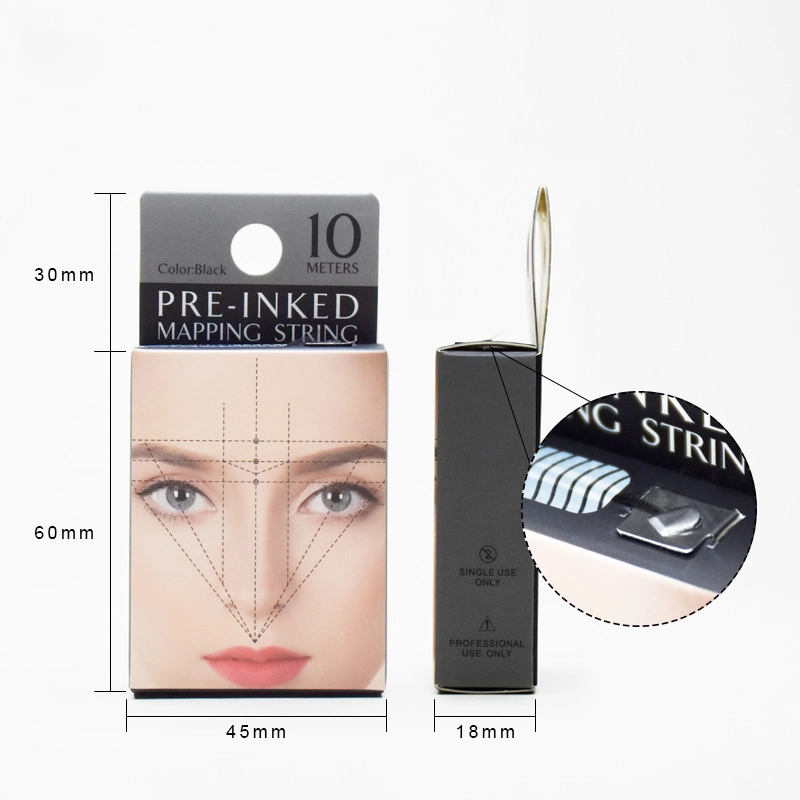 Private Label 3 Colors Black White 10m Microblading Pre Inked Brows Mapping String for Mapping Eyebrow Shape