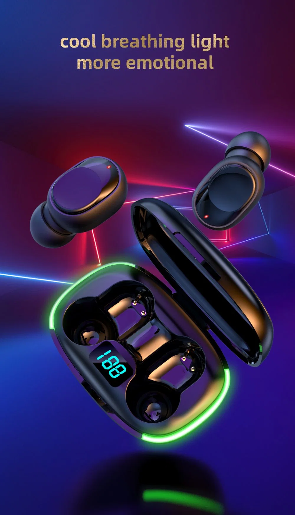 Cool Breathing Light Wireless Earbuds Good Bass Sound in-Ear Headset Gaming Earphone & Headphones for Gaming