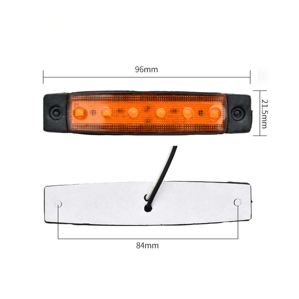 Gumdaat 3.8 Amber 12V Front Side Marker 6 LED Trailer Truck Lorry Indicators Lights Amber Rear LED Marker Trailer Parking Turn Signal Lights for Truck Bus Boat