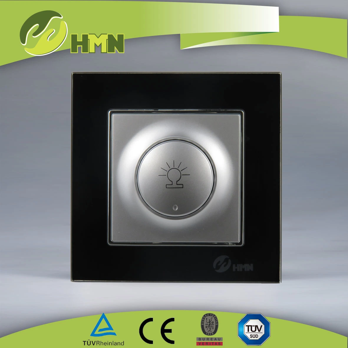 TUV CE CB European standard certified toughened glass GREEN llight dimmer switch