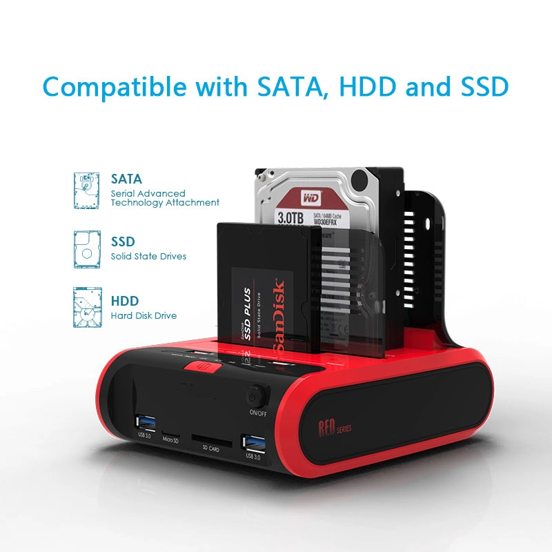 USB 3.0 HDD Enclosure, Plug-and-Play Hot Swappable, Supports All 2.5/3.5-Inch SATA Hard Drive