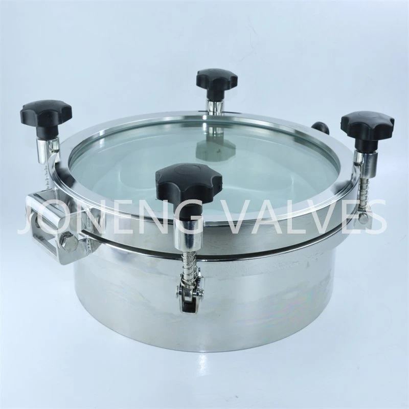 Stainless Steel Sanitary Round Outer Pressure Manhole Cover with Visible Glass