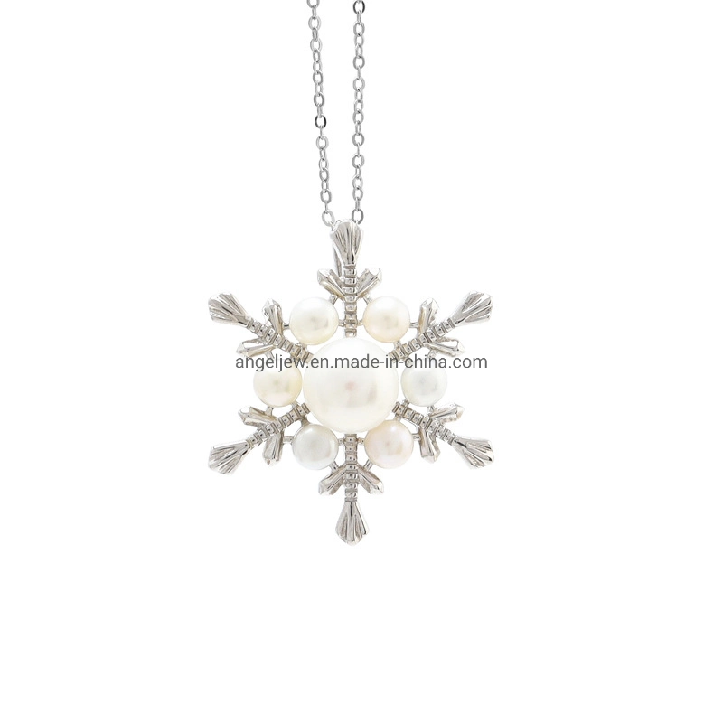 New Arrival 925 Ssterling Silver Fashion Snowflake Design Wholesale Necklace