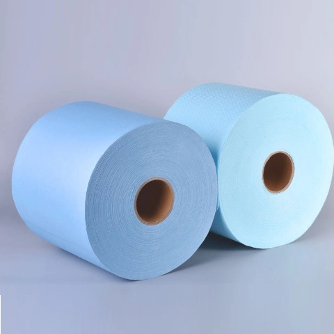 Large Blue Industrial Towel Roll Embossed Factory Direct Sales Towel Paper Case Industrial Paper Towel Central Feed Bamboo Fiber Paper Towel