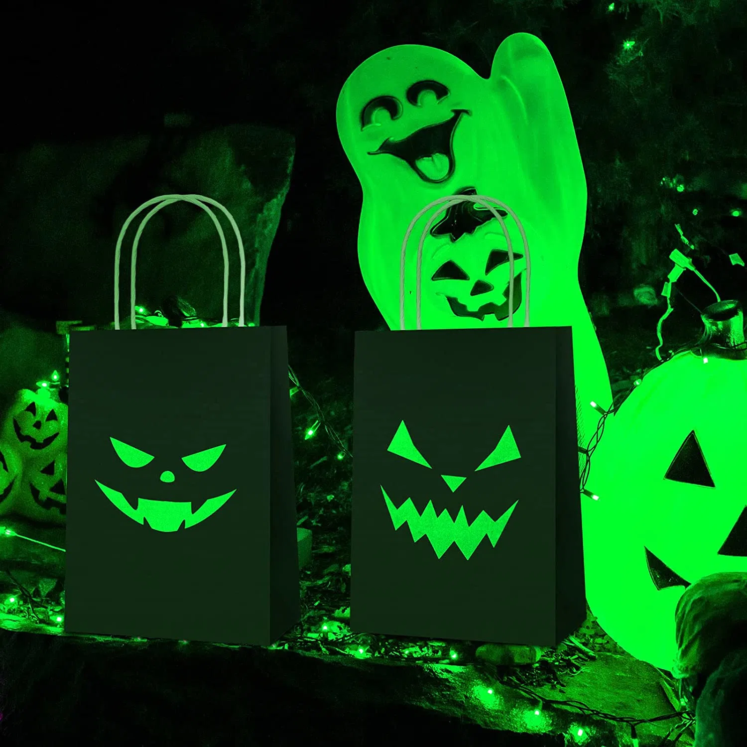 Tratar de Halloween bolsos brillan en la oscuridad Trick or Treat caramelos bolsas de merienda