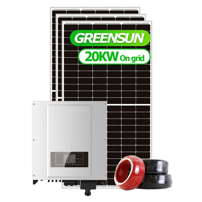 Más barata de Greensun 15kw Home Precio Kit de módulo de 10kw a 15 kw a 20kVA a 25kw Conjunto de paneles 100kw de energía Fotovoltaica Energía Solar en la red eléctrica sistema generador de energía solar