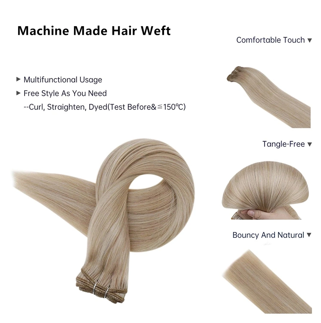 High quality/High cost performance  100% Human European Hair Weft Hair Extension Natural Hair Denghao