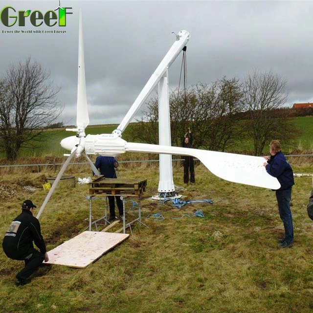 Easy Installation Tilt-up Tower 5kw Generator Wind Turbine Varialbe Pitch Control Blades