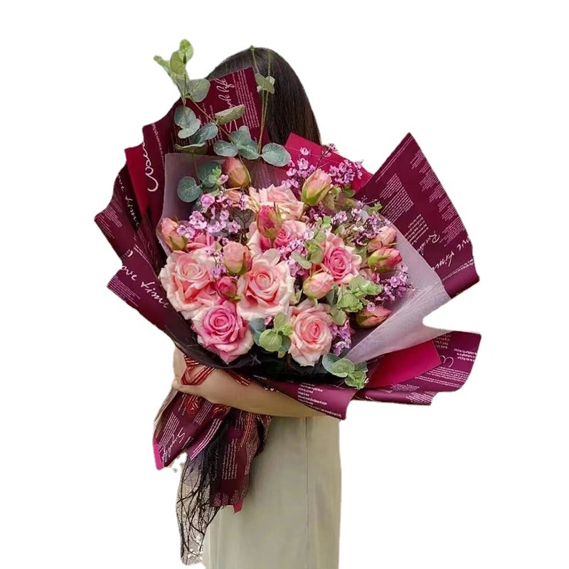 DIY Luxus Blumenverpackung Papier wasserdichte Geschenkverpackung Papier Kunststoff Geschenkpapier Mit Blumen