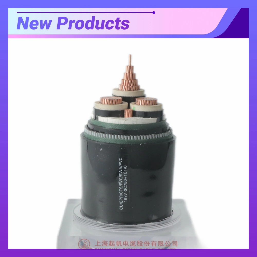 12.7/22kv Medium Voltage Three Core Copper/Aluminum Conductor Cu/XLPE/Cws/PVC Cable