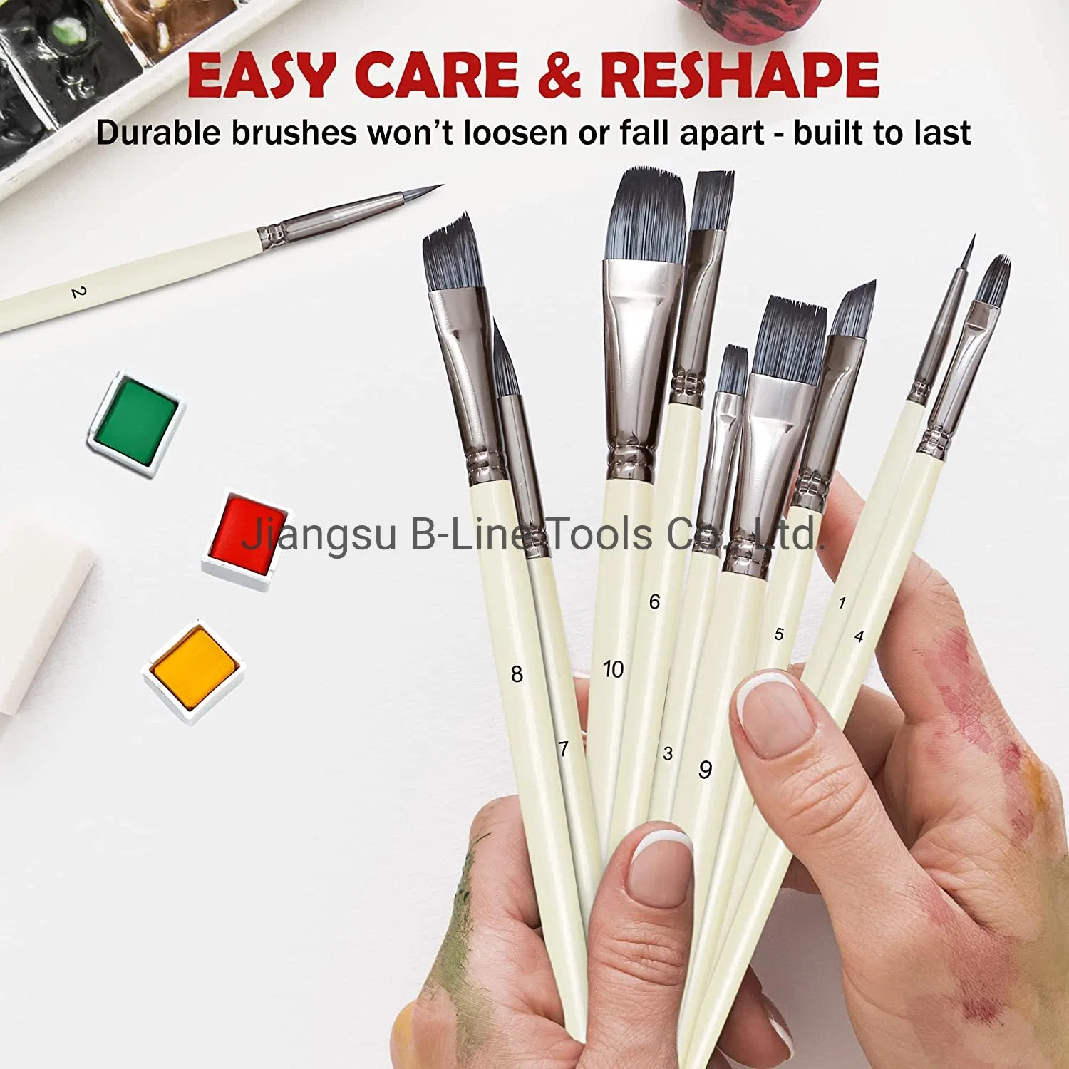 Wholesale/Supplier 10PCS Short Wooden Handle Artist Brush Paint Brush Set All Purpose