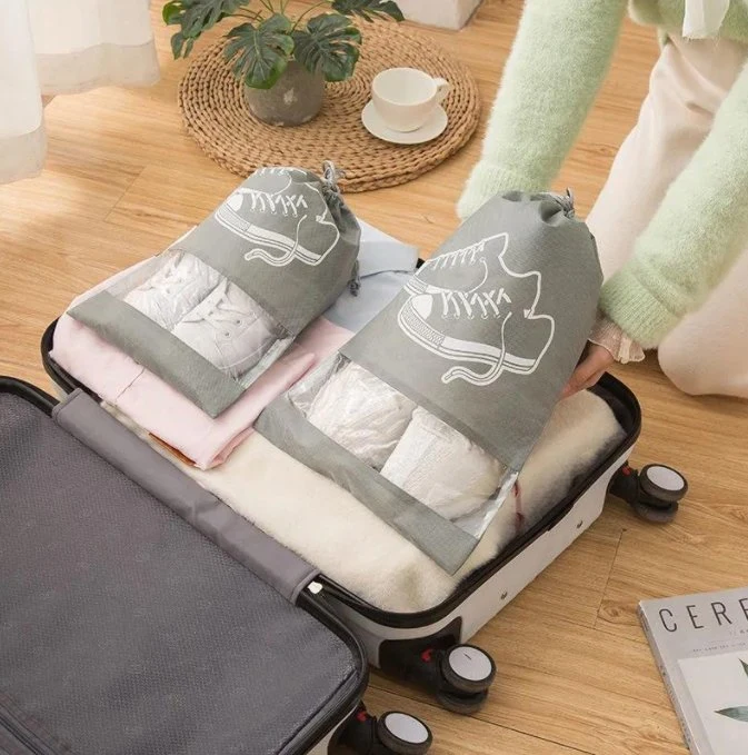 Household Shoes Storage Bag Dust-Proof Non-Woven Bags Travel Drawstring Bag