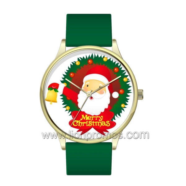 X'mas Seasoning Promotional Gift Lady/Children Santa Quatz Wristwatch