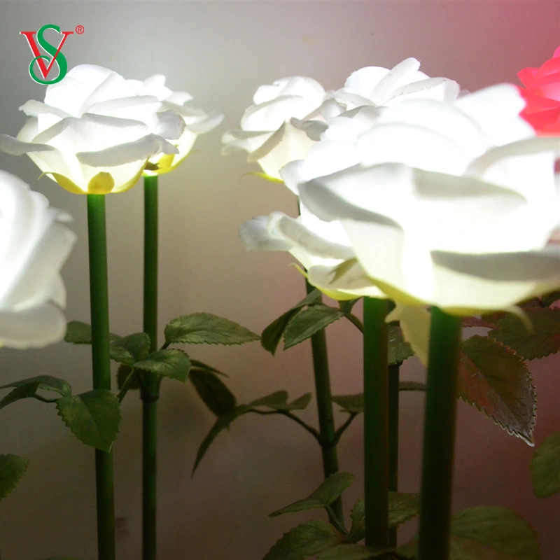 Artificial Tulip Rose Lily Flower Reed Light with Stake for Holiday Garden Landscape Decoration