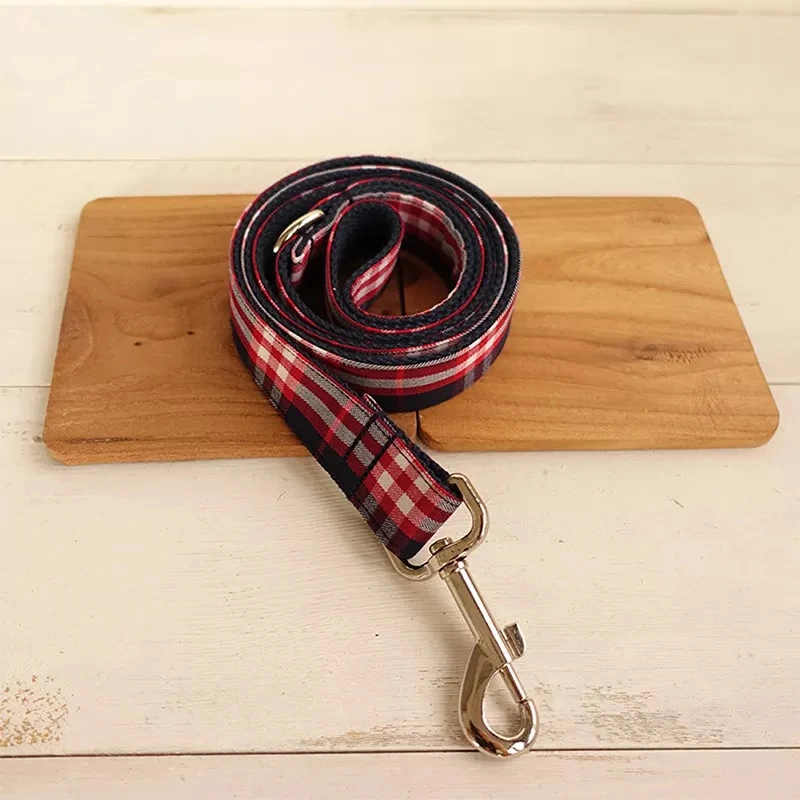 Plaid Fabric Designer Double Layer Soft Dog Collar