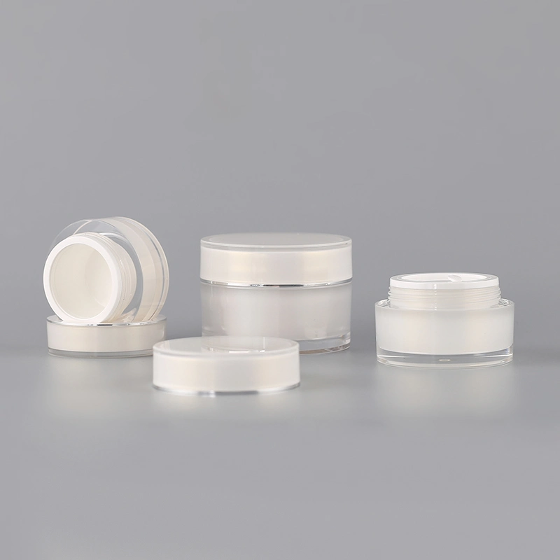 Customized Made White Round Plastic PMMA 15g 30g 50g Cosmetic Jar