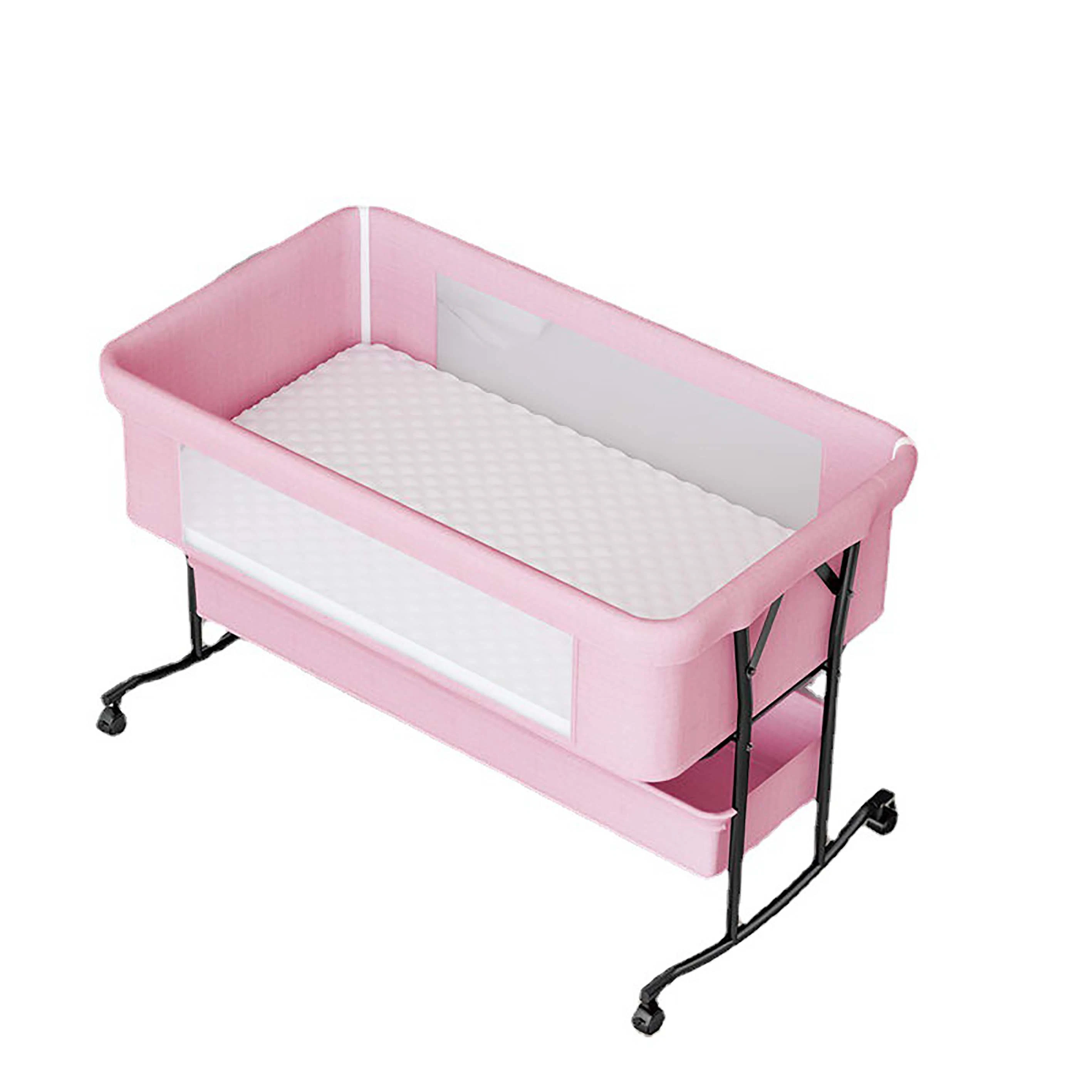 Baby Cradle Portable Crib with Wheels Bassinet Bedside Sleeper Bed