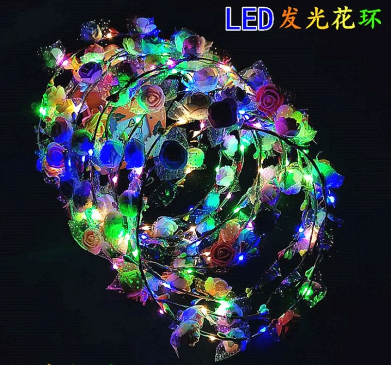 Girls Decoration LED Light up Hair Flower Shape LED Hair Garland LED Headband Garland