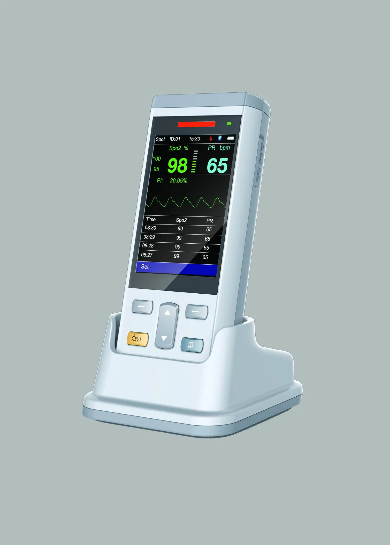 Dernière conception ordinateur de poche Palm de SpO2 Impulsion Impulsion sang plastique électrique Paramètre Instrument d'oxygène du sang de pouls portable