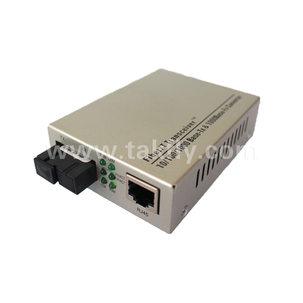 10/100/1000Mbps One RJ45 Port Sm Single Fiber Sc20km Media Converter