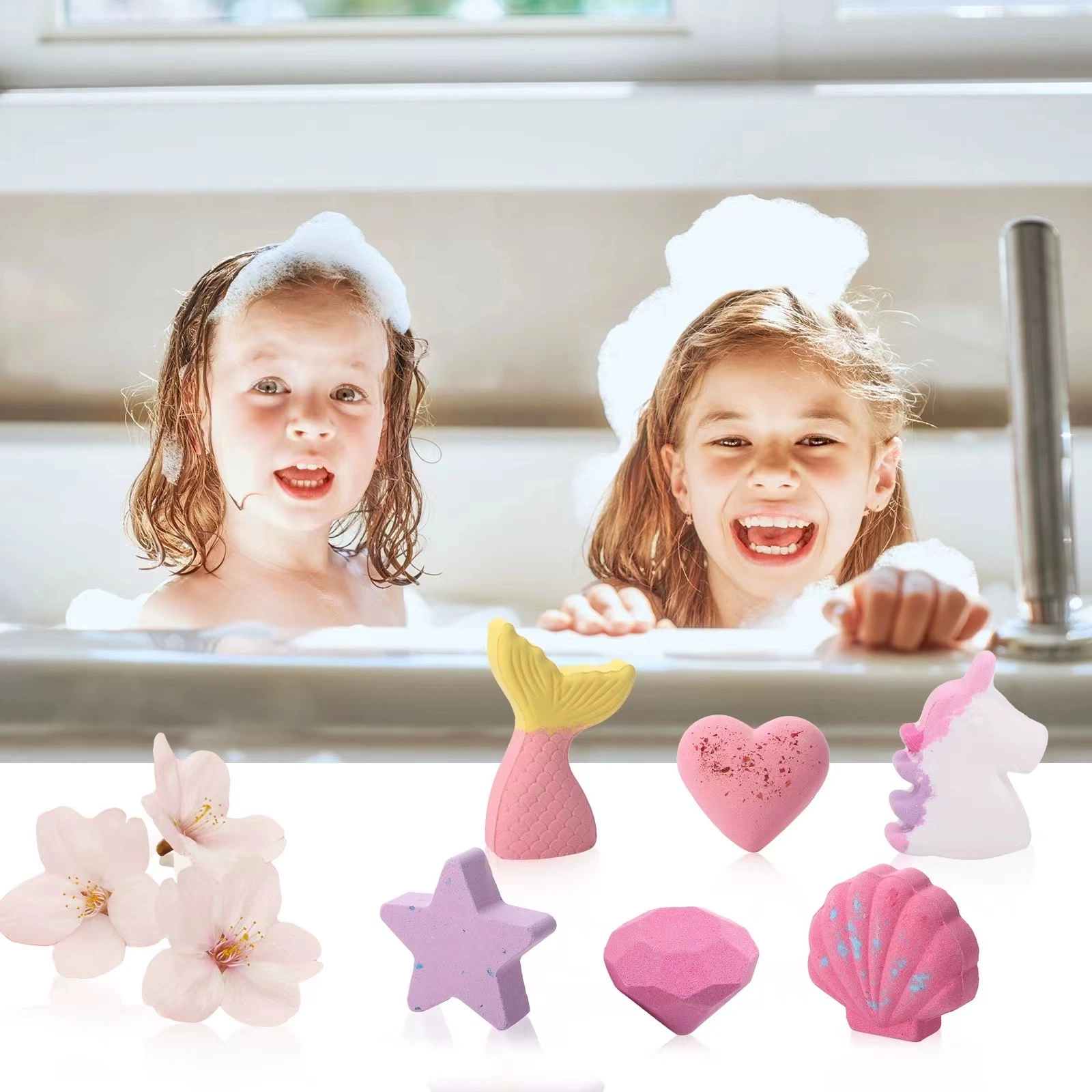Wholesale/Supplier Home SPA Baby Luxury Fizzy Cute Bathbomb Kit Organic Rainbow Cloud Bubble Kids Bath Bomb Gift Set