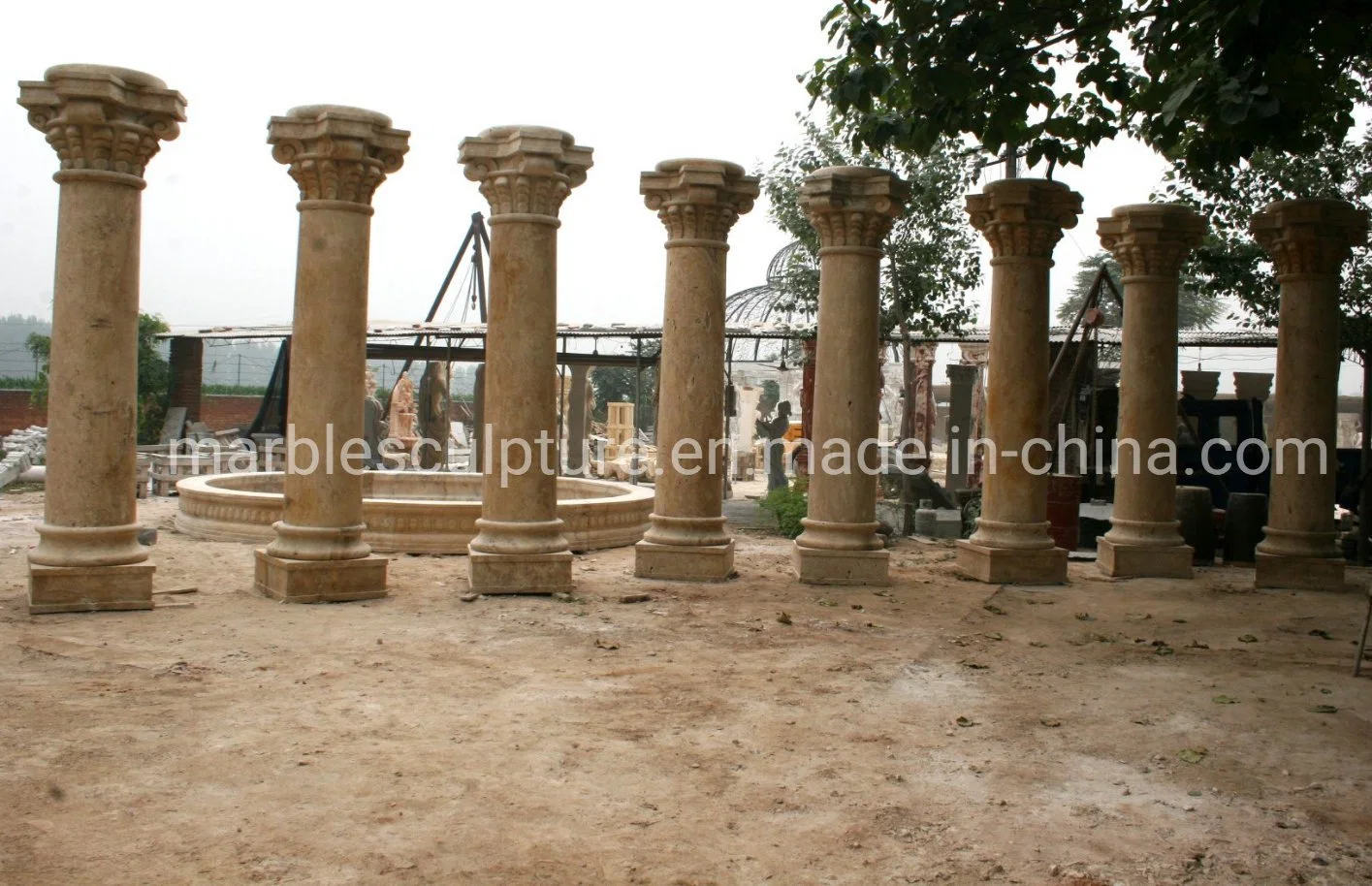 Or la sculpture sur pierre colonne de marbre (sy-C014)