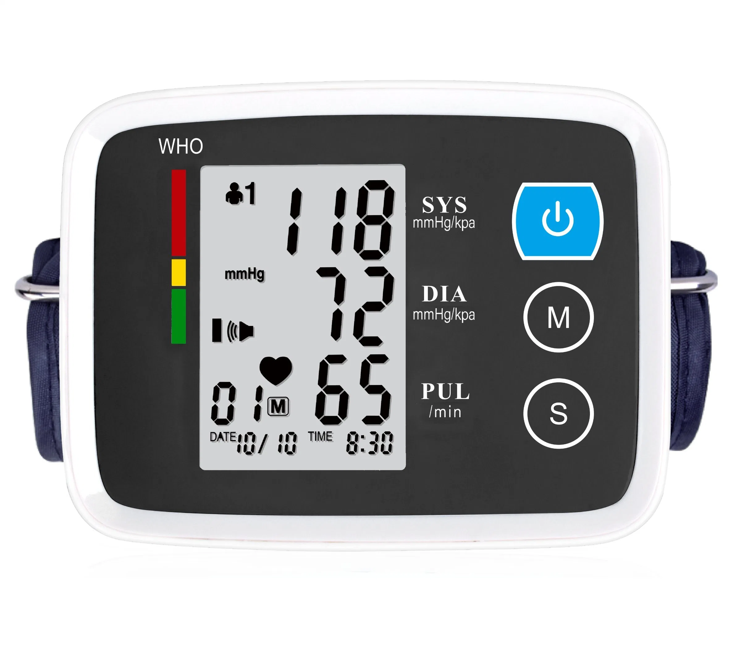 Medidor de tonómetro digital automático de pulsómetro de muñeca para monitorización de la presión arterial Pantalla LCD Smart Watch Blood Pressure Monitor