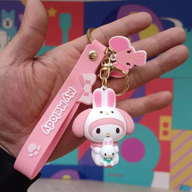 Ruunjoy New Sanrio Keychain Kuromi My Melody Keychain Hug Bag Pendant Car Keyring Cute Cartoon Sanrio Accessories Kids Toys Gifts