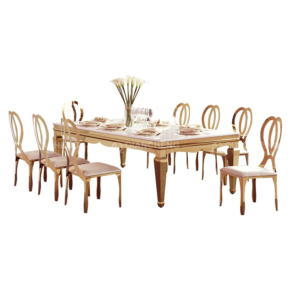 Luxury Mirror Gold Event Banquet Wedding Chairs and Table Set