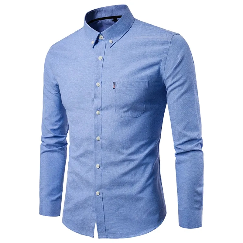 100% Combed Cotton Oxford Shirt Embroidery with Long Sleeve Casual Shirt for Men