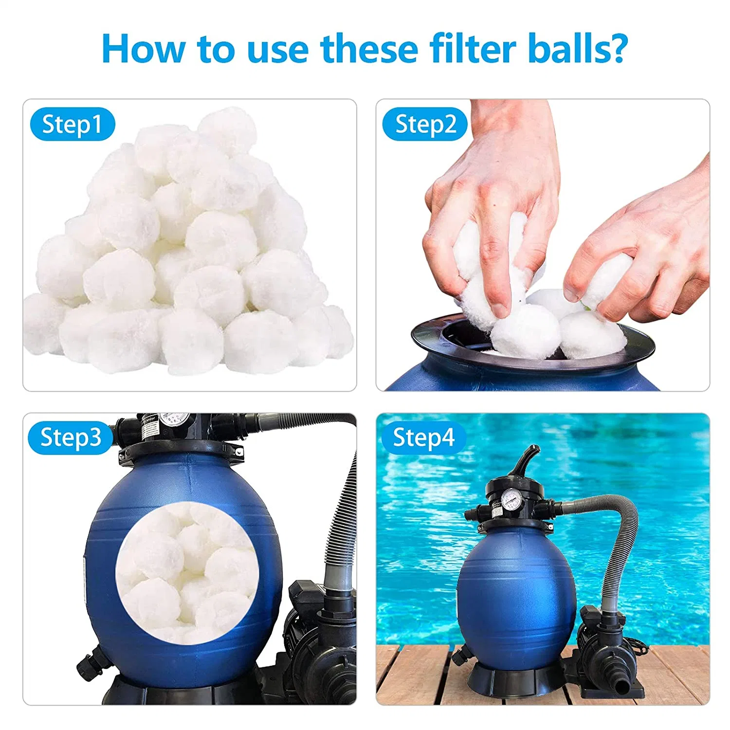 Pool Cartridge Filter System Filter Ball Fiber Media Ball for Water Treatment