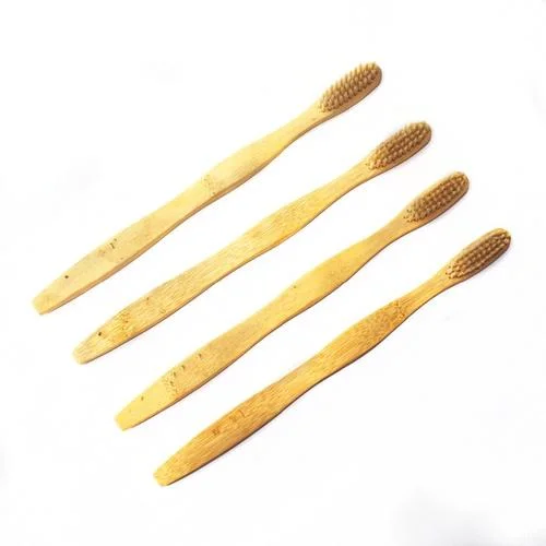 La limpieza dental mayorista de bambú desechables mango redondeado negro Cepillo de Dientes de bambú