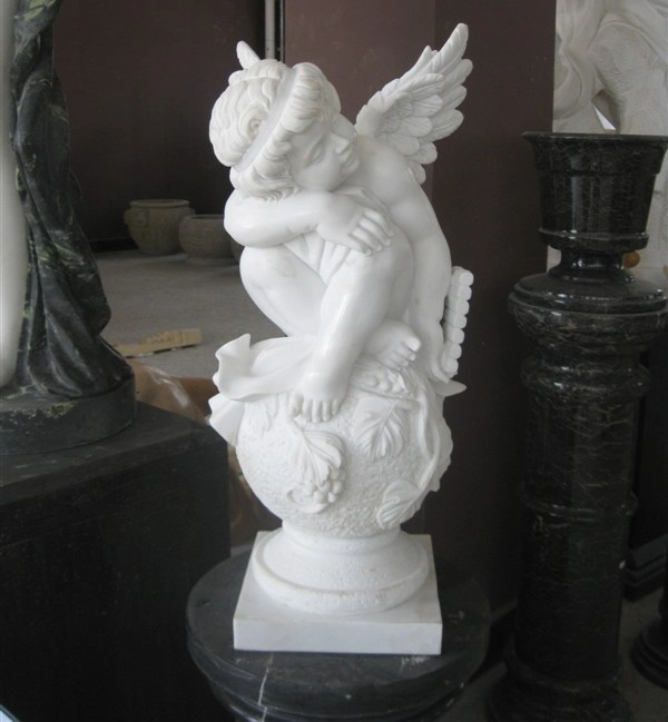 Lovely Little Angel Figure Statue Marble Stone Sculpture (SYMS-179)