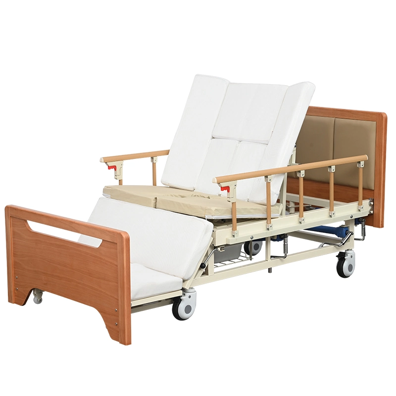 Cama de cuidados médicos de ajuste manual sobre ruedas con múltiples funciones para los pacientes de hospital muebles - F