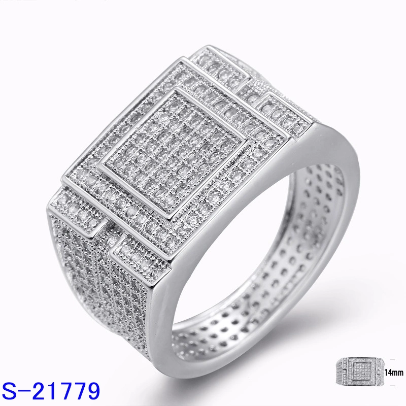 Sterling Silver Hip Hop Fashion Jewelry Micro Pave Cubic Zirconia Stone Ring for Men